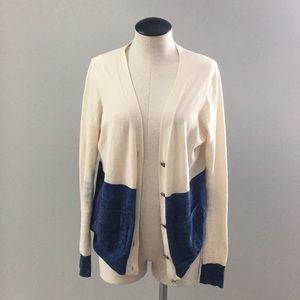 Madewell Wallace Blue/White Colorblock Cardigan